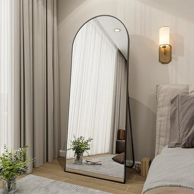 Tall Arched Full-Length Mirror With Slim Black Frame