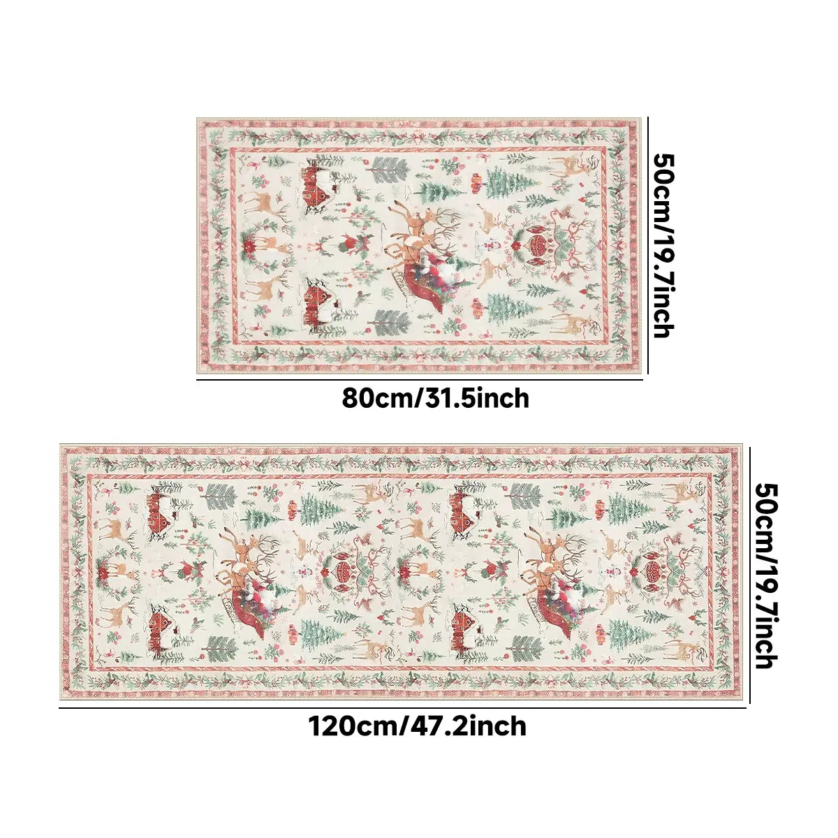 Two Festive Printed Kitchen Rugs In Runner Sizes