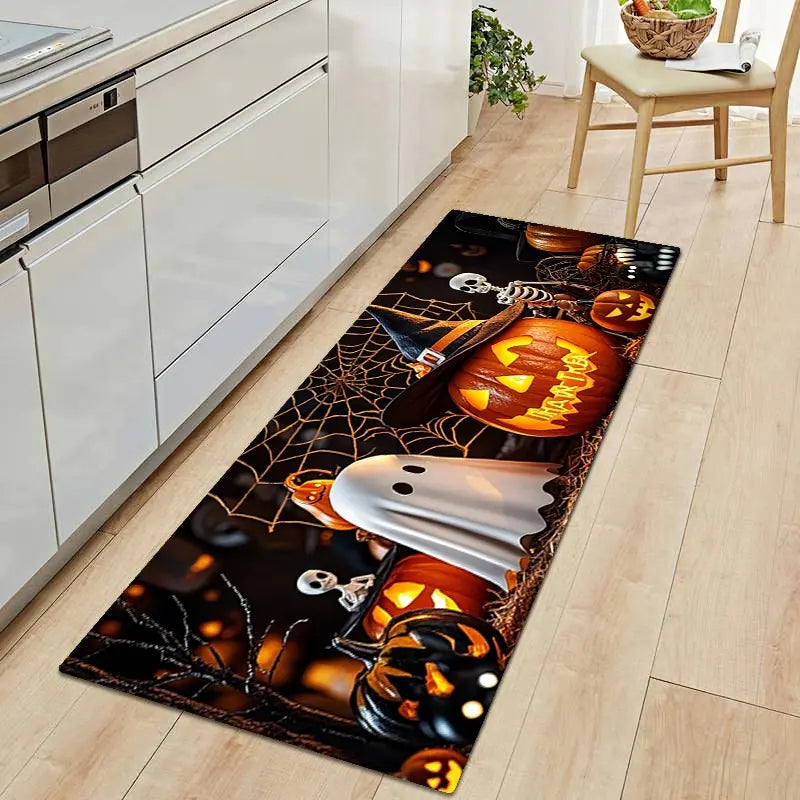 Halloween Pumpkin and Ghost Printed Kitchen Runner Mats