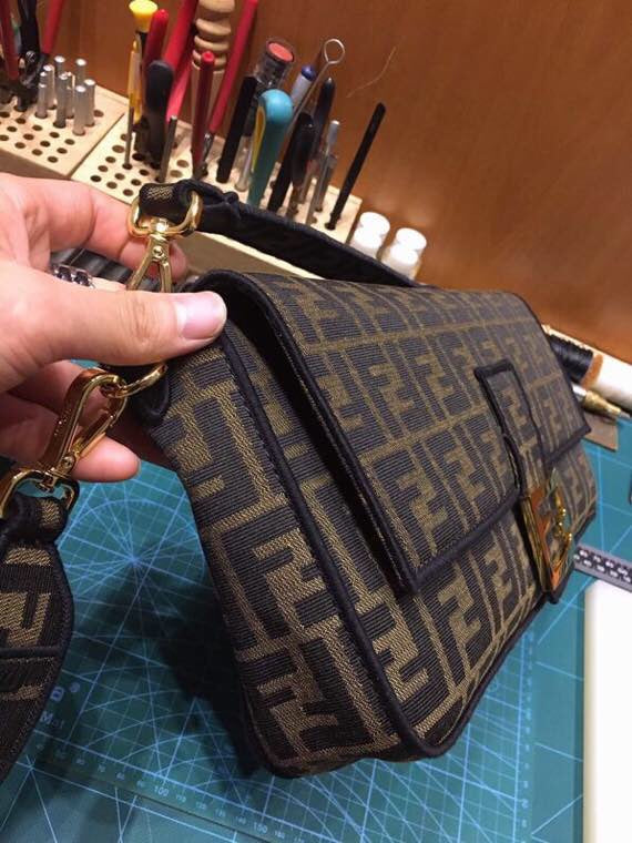 Vintage Fendi Zucca Print Canvas Baguette Shoulder Bag - Brown Monogram