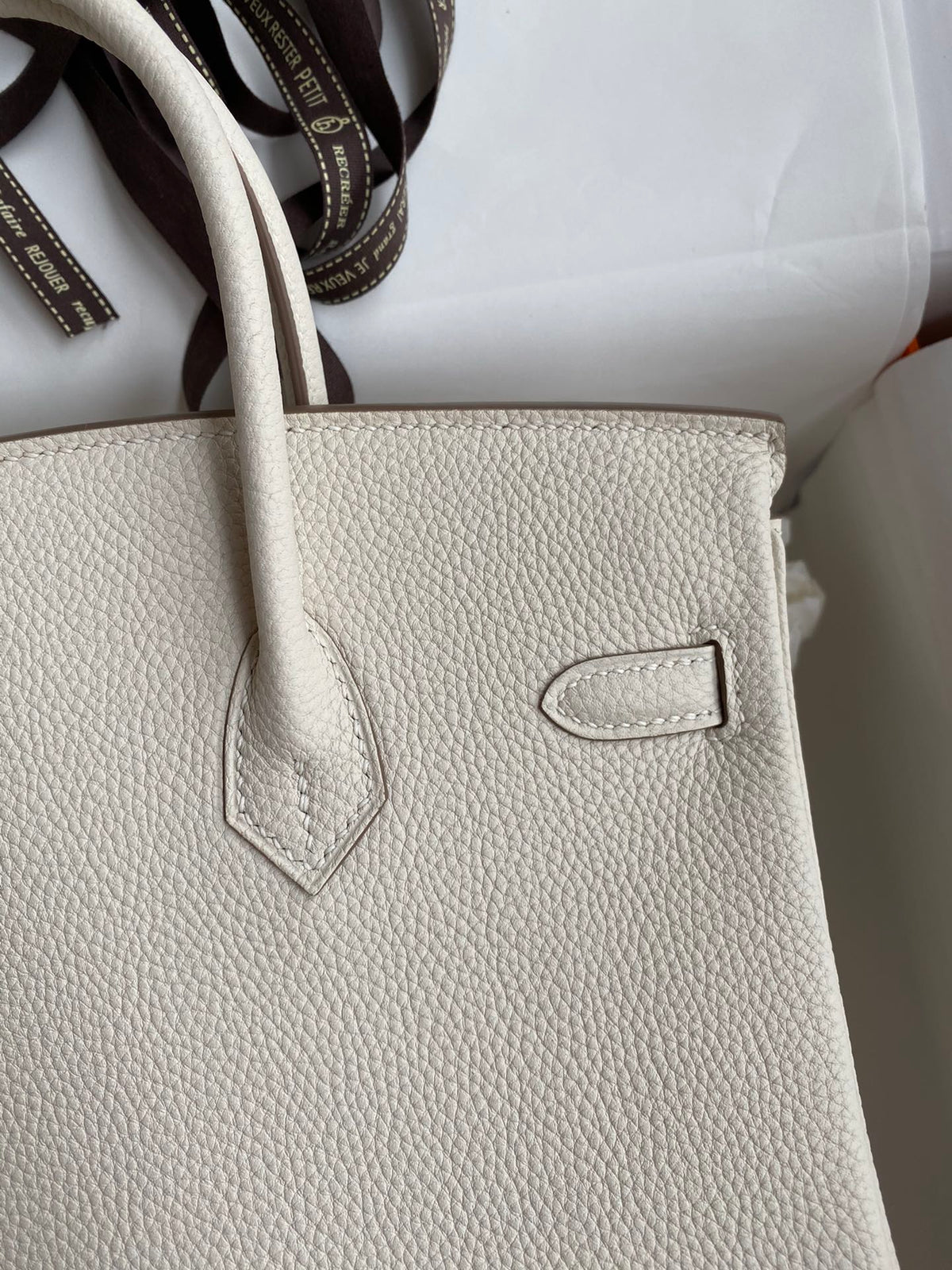 Luxury Cream Leather Handbag with Gold-Tone Hardware - Classic Top Handle Design