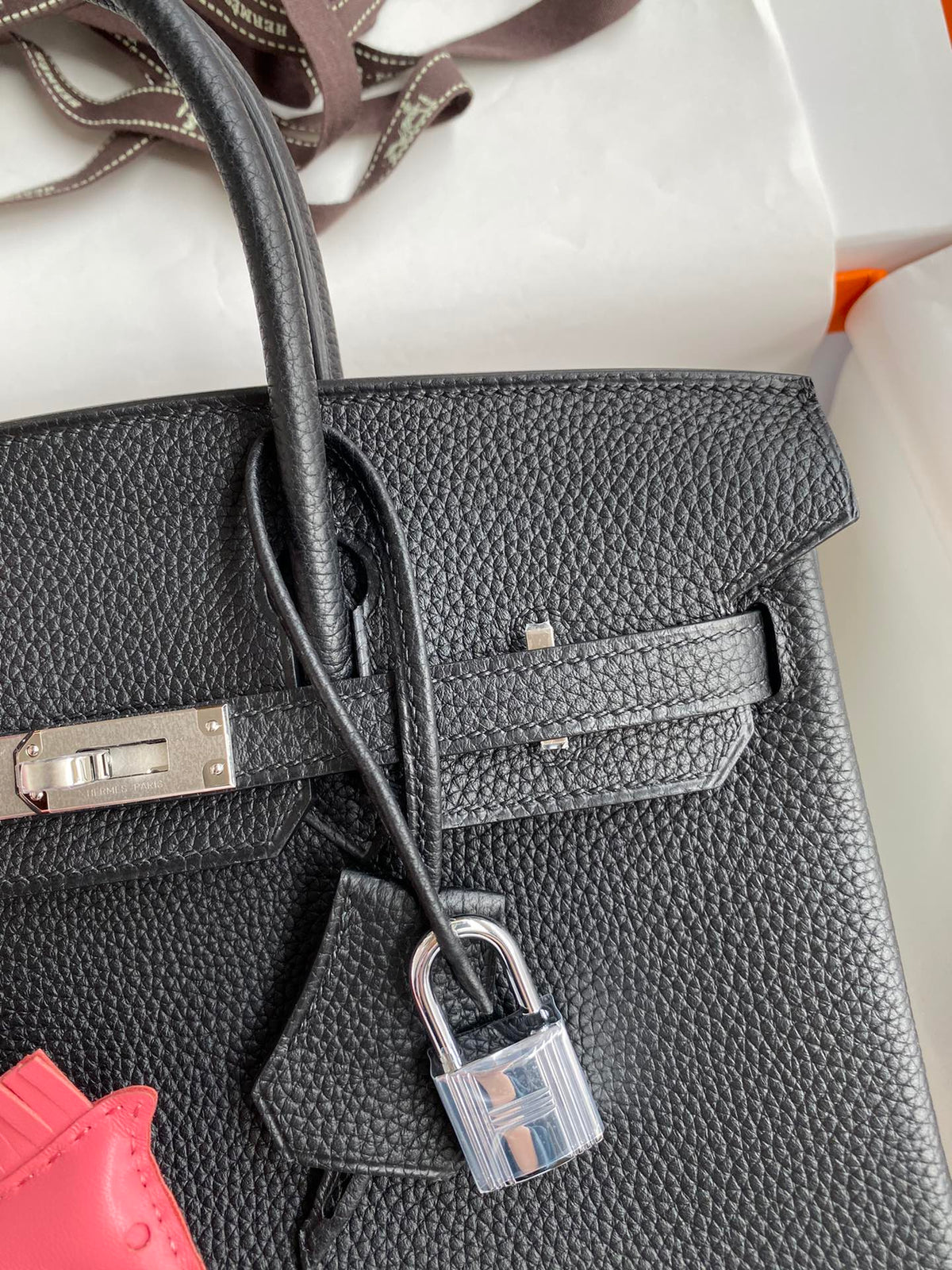 Hermès Birkin 25 Black Epsom Leather with Palladium Hardware and Rodeo Charm