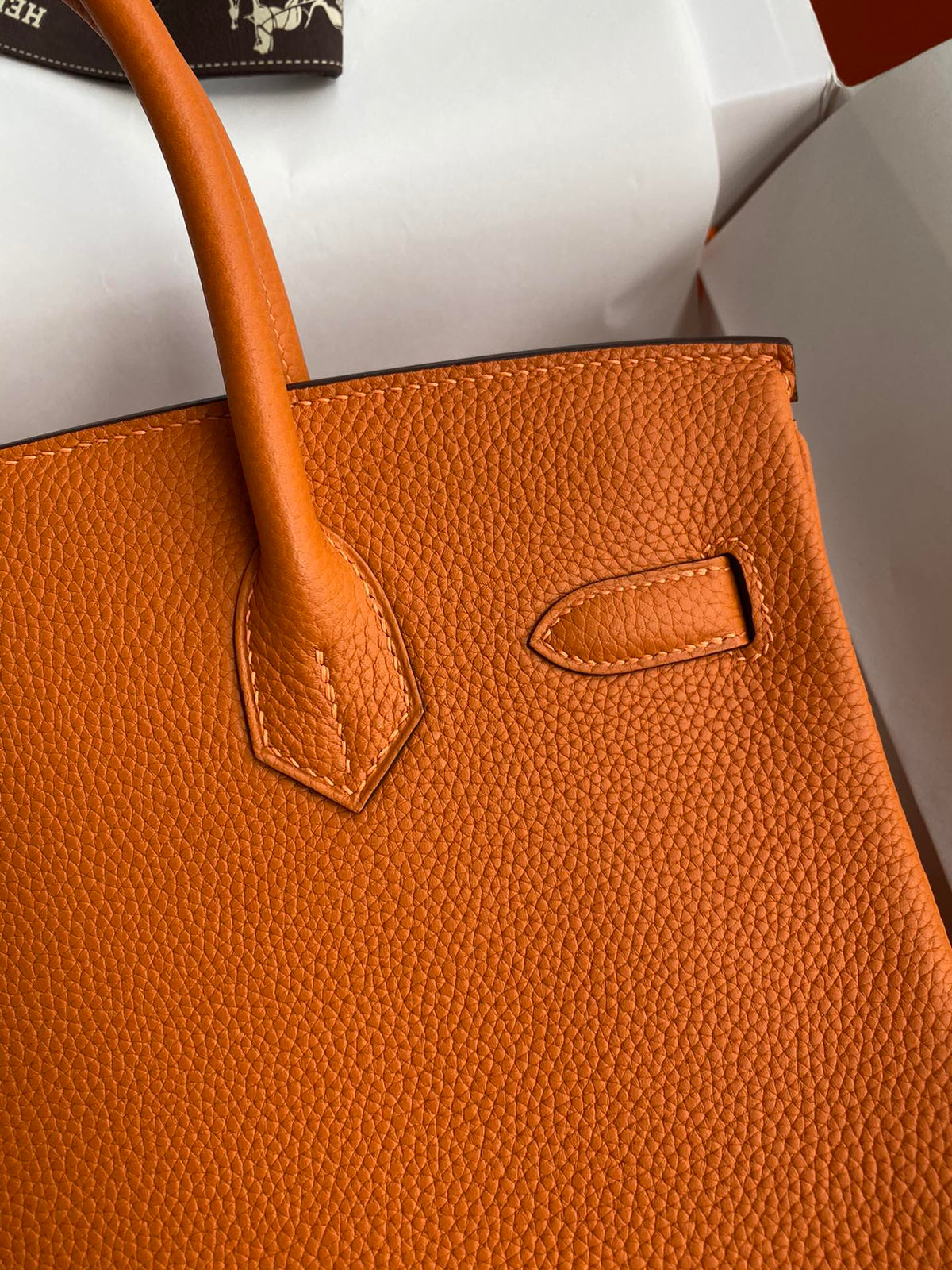 Hermès Birkin Handbag Orange Leather with Gold-Tone Hardware