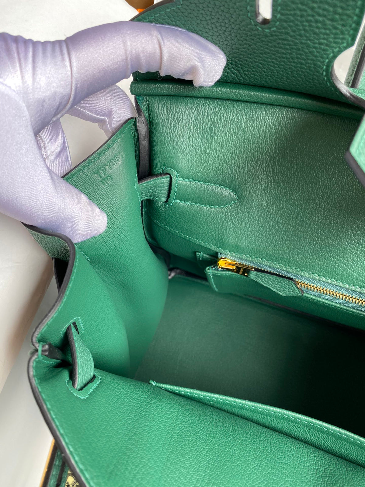 Luxury Forest Green Leather Handbag with Gold-Tone Hardware