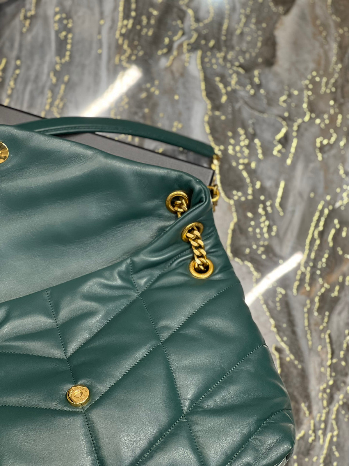 Saint Laurent Loulou Puffer Small in Quilted Lambskin - Dark Green