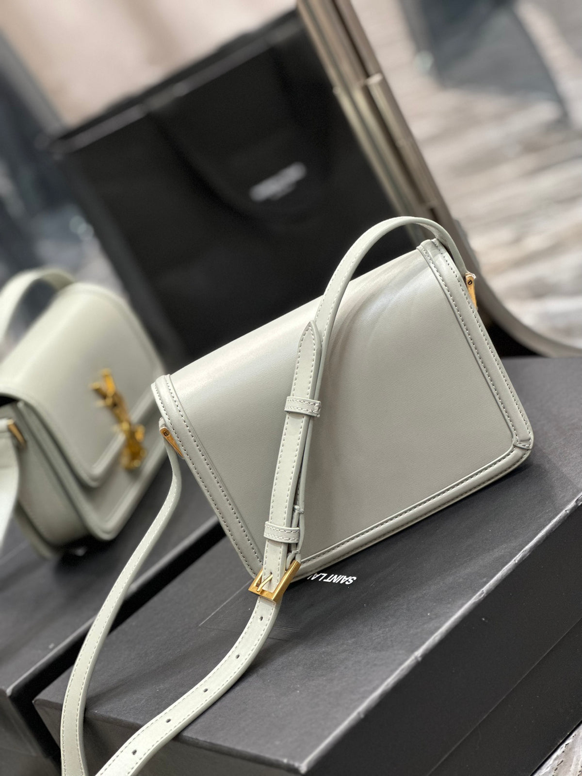 Saint Laurent Solferino Small Shoulder Bag in Box Saint Laurent Leather - Off-White