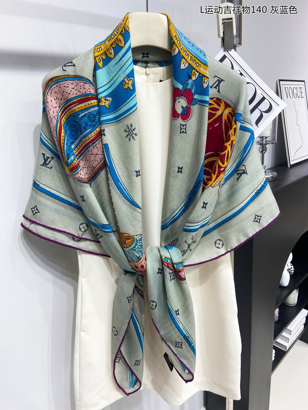 Women's Large Square Patterned Scarf, Multicolor Elegant Fashion Shawl Wrap, Lightweight Oversized Scarf for Fall Winter