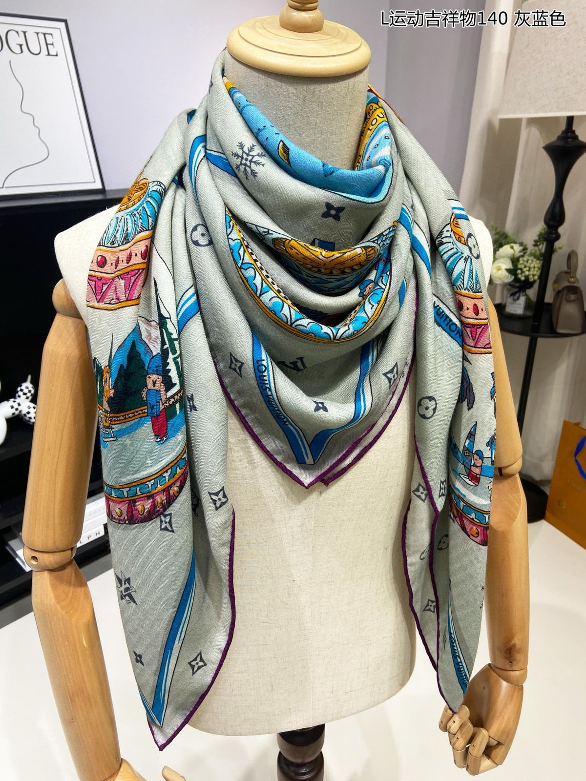 Women's Large Square Patterned Scarf, Multicolor Elegant Fashion Shawl Wrap, Lightweight Oversized Scarf for Fall Winter